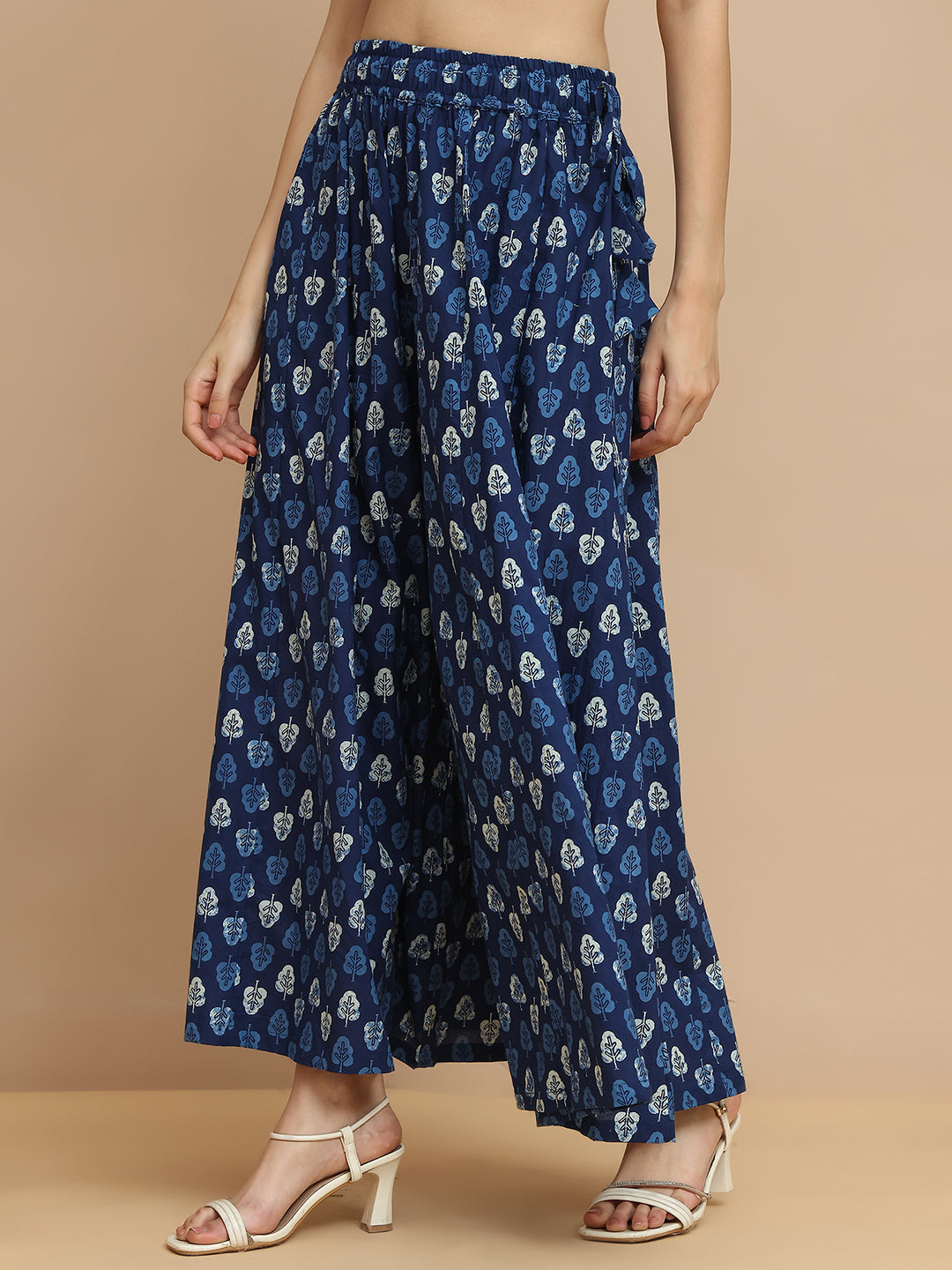 Patra Kali Indigo Cotton Palazzo