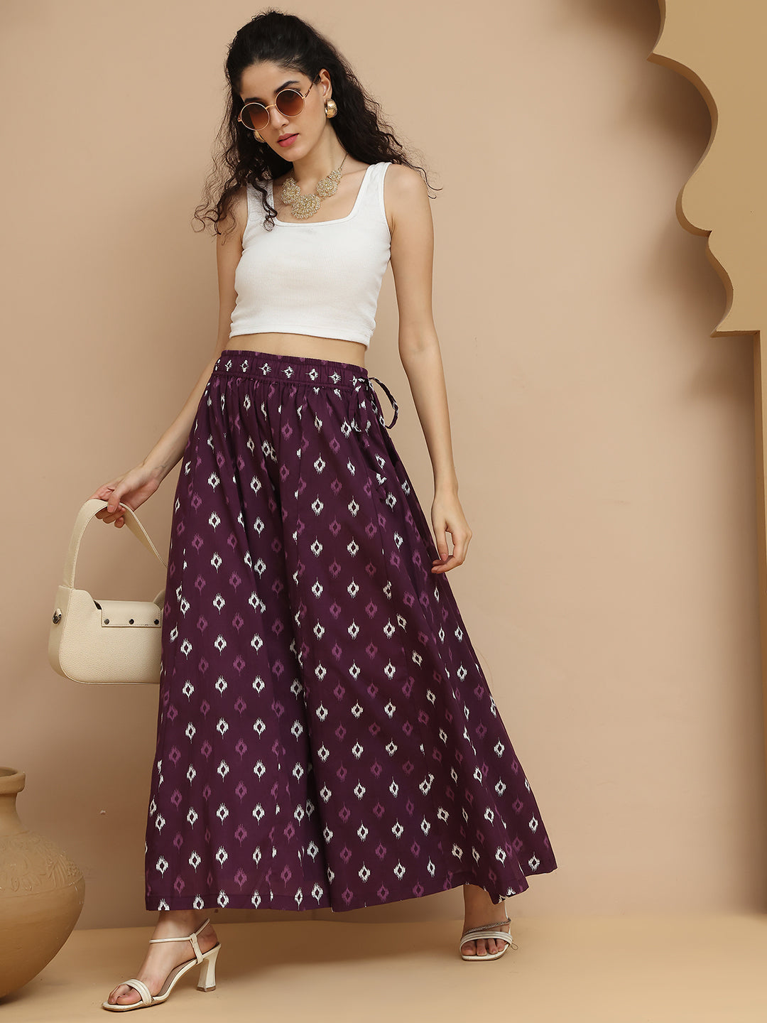 Jaamuni Ikkat Kali Cotton Palazzo