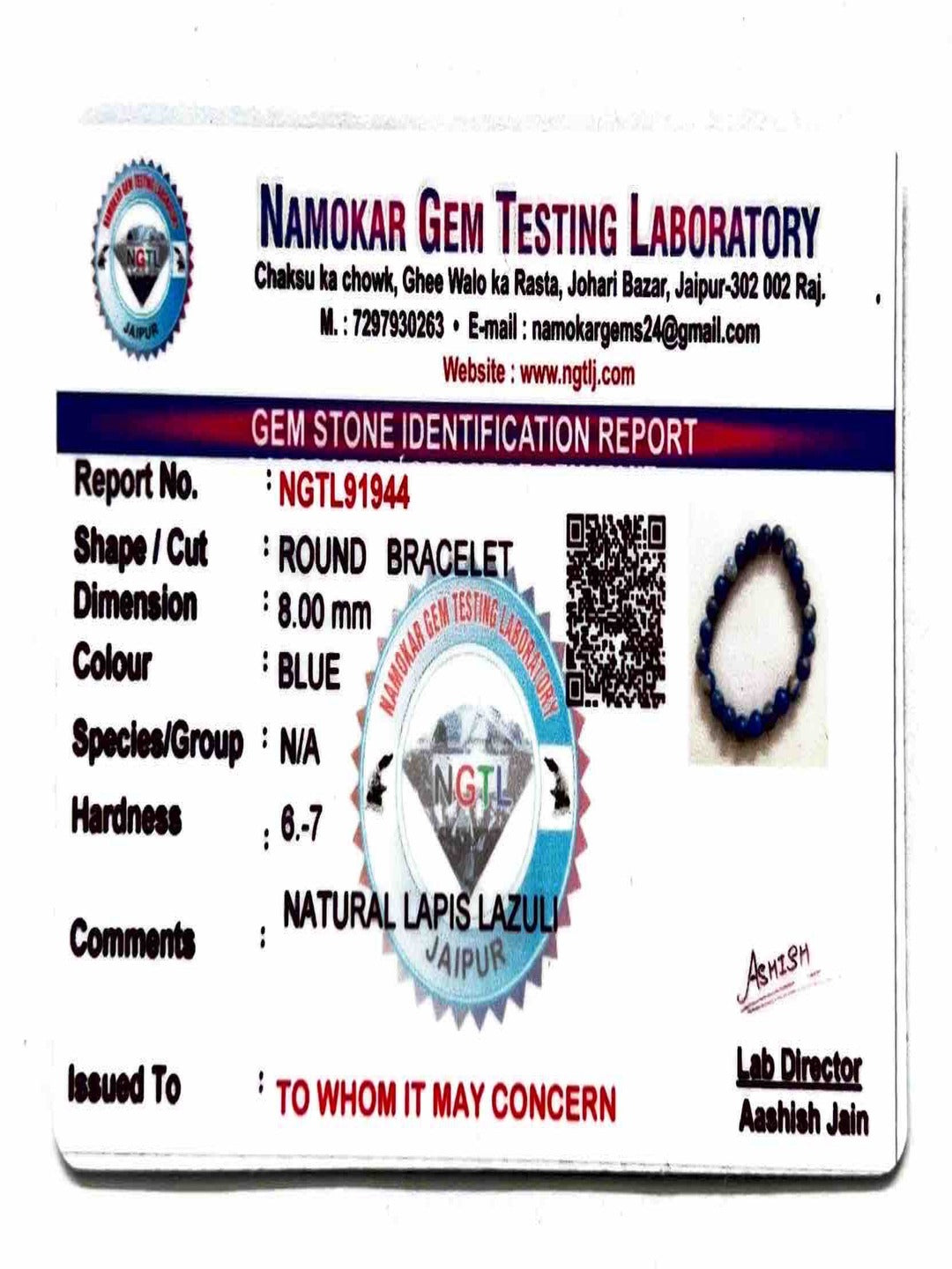 Lapis Lazuli Semi Precious Stone Bracelet