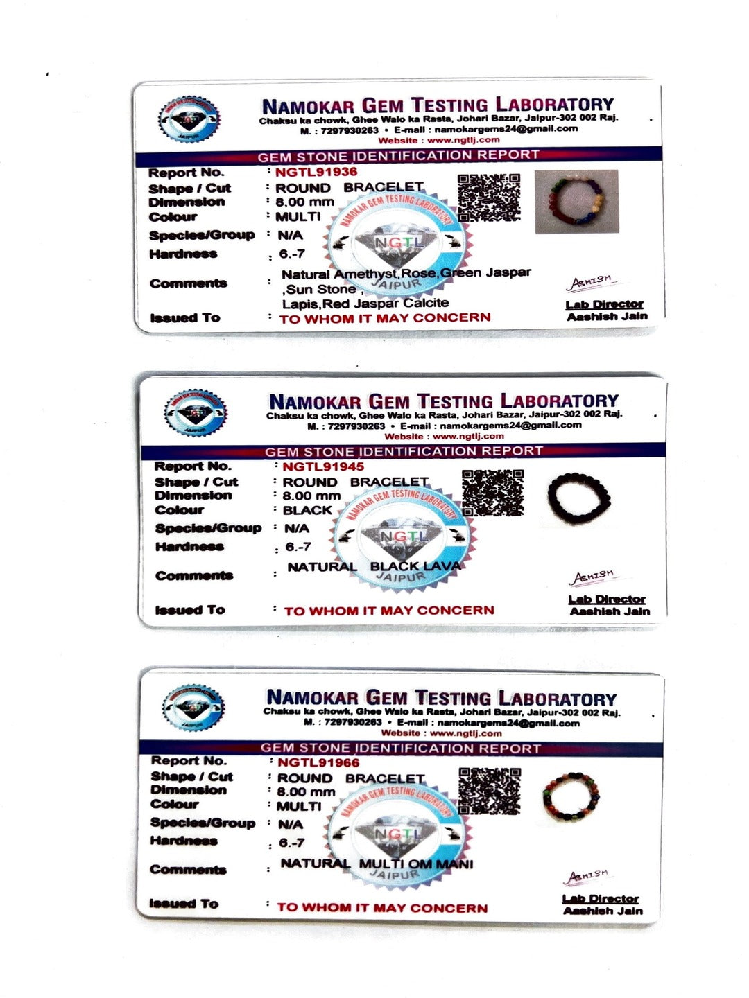 Combo Of Lawa ,Seven Chakra And Om Mani Multi Semi Precious Stone Bracelet