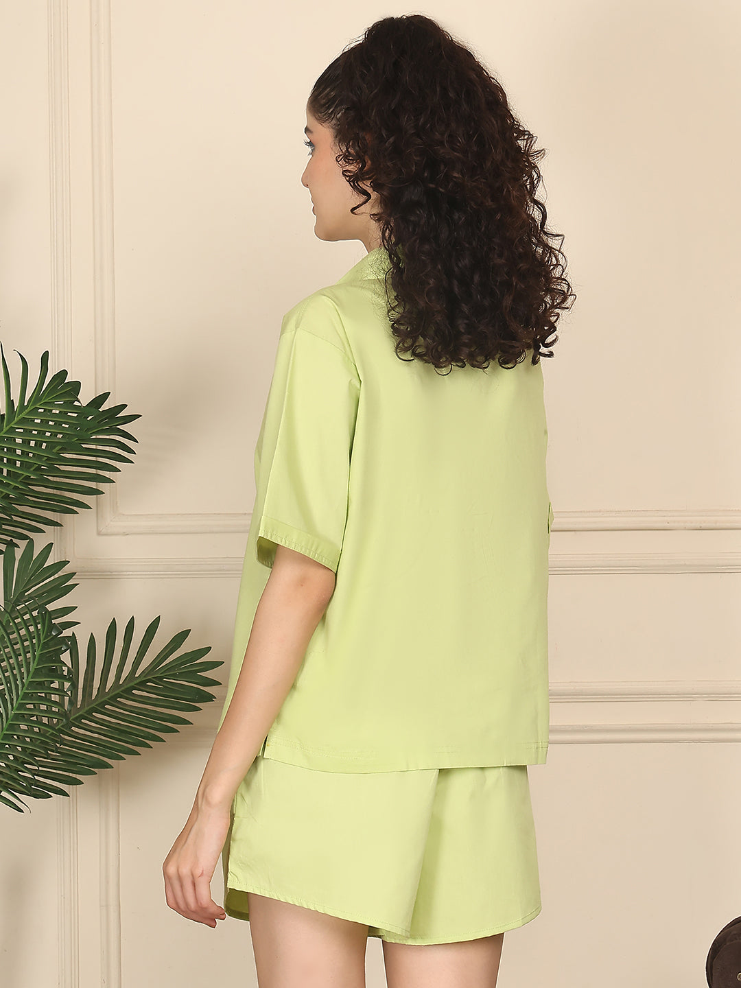Lime Poplin Shorts Set