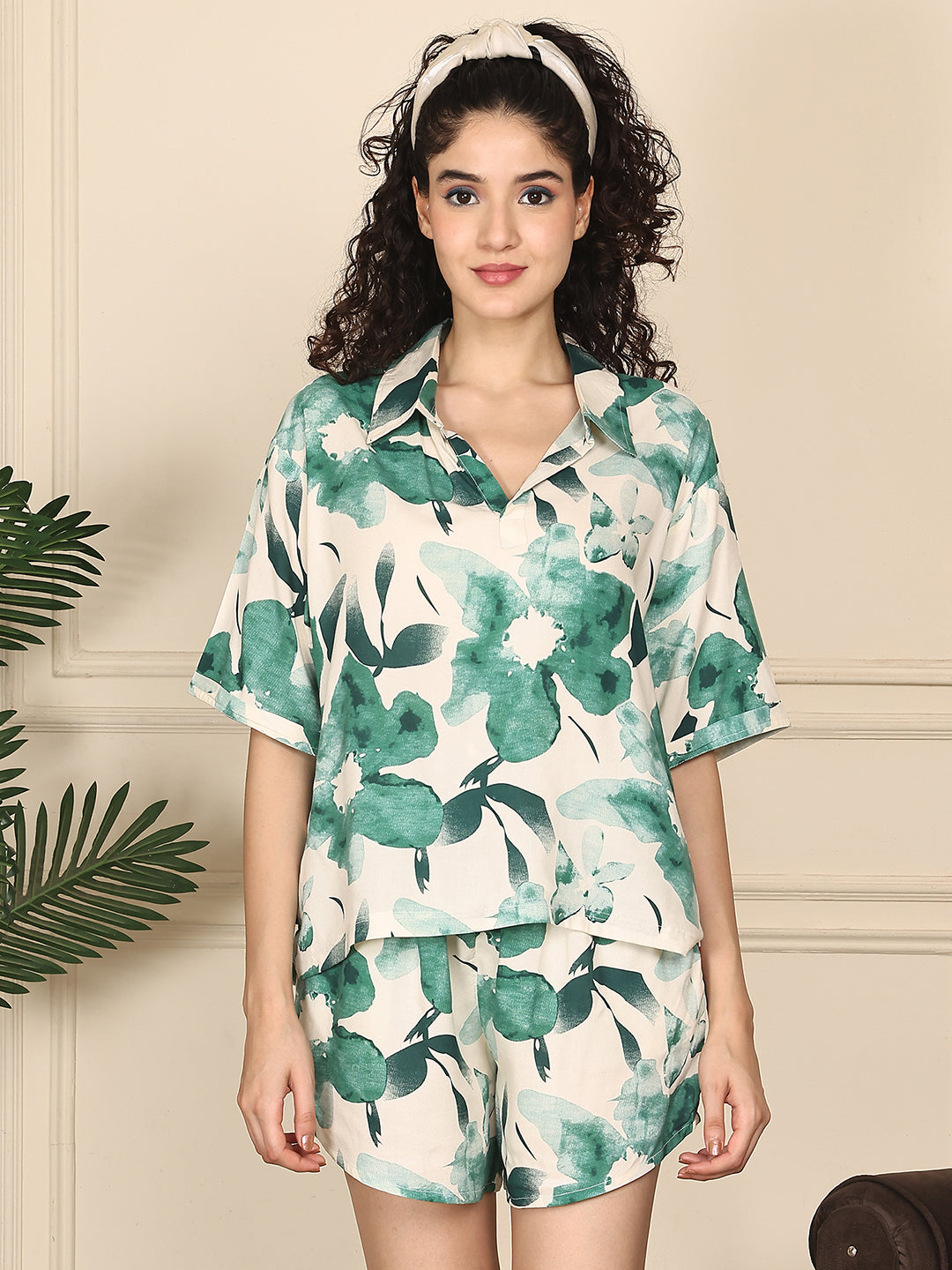 White Forest Shorts Set