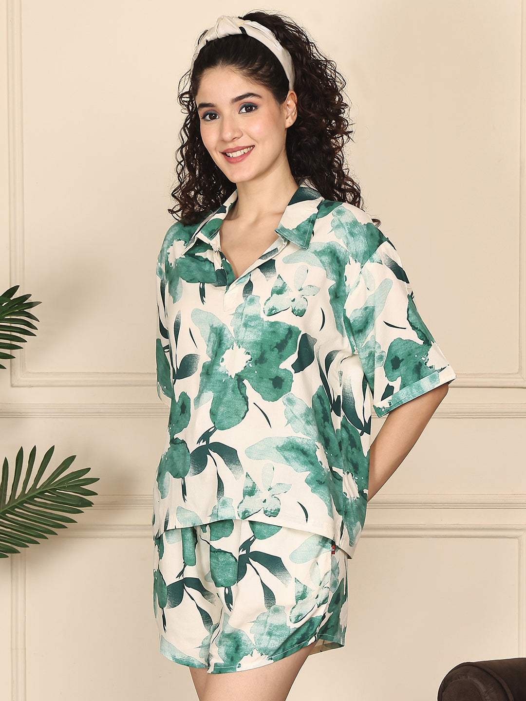 White Forest Shorts Set