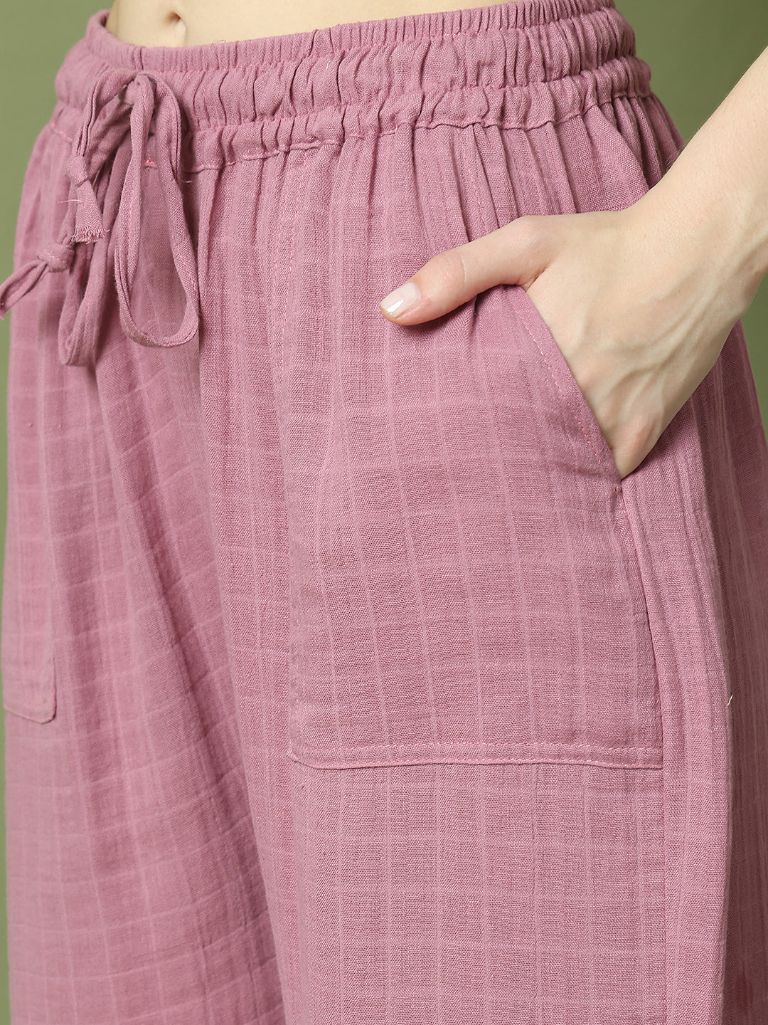 Wine Double Cloth Cotton Lounge Pant