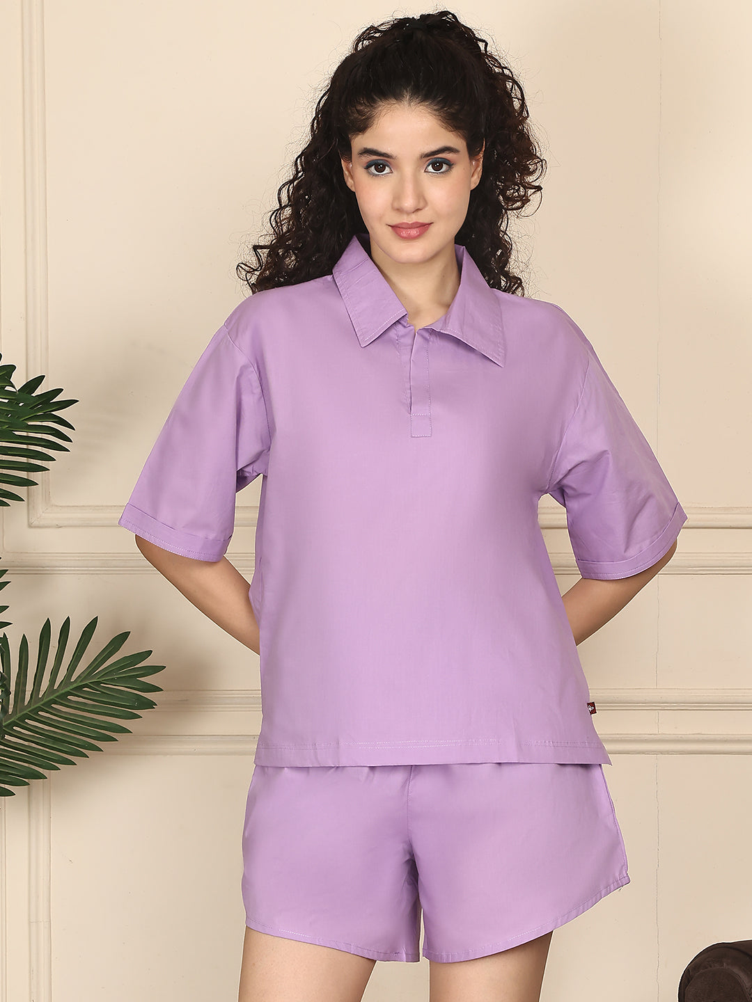 Lavender Poplin Shorts Set