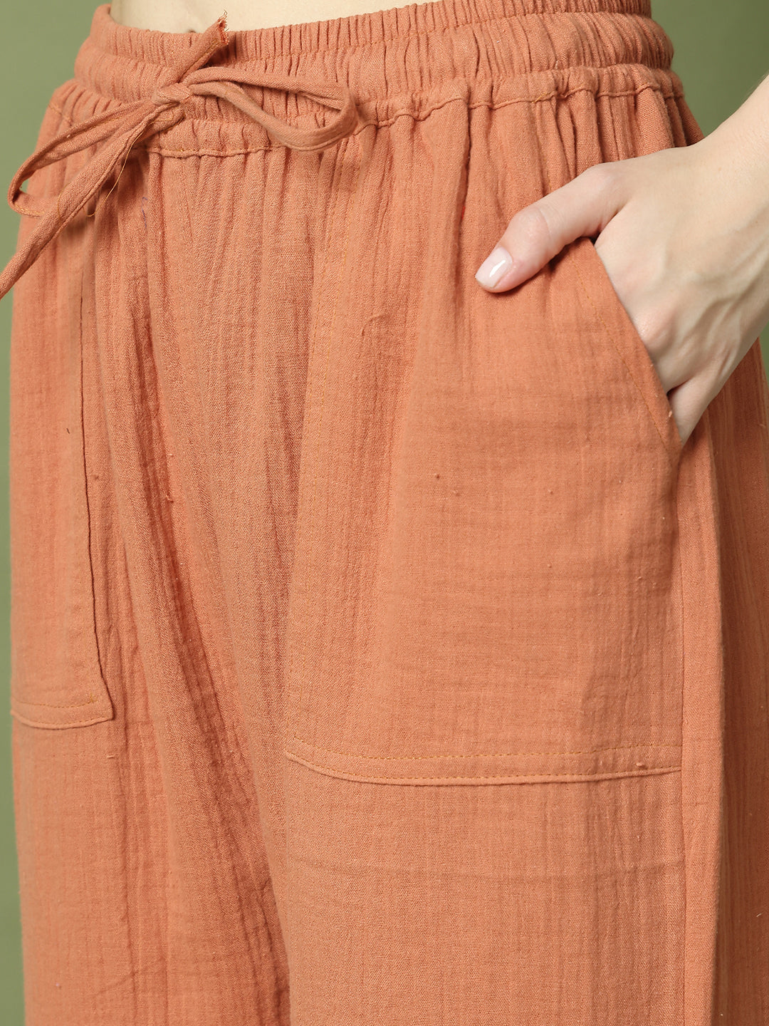 Rust Orange Double Cloth Cotton Lounge Pant