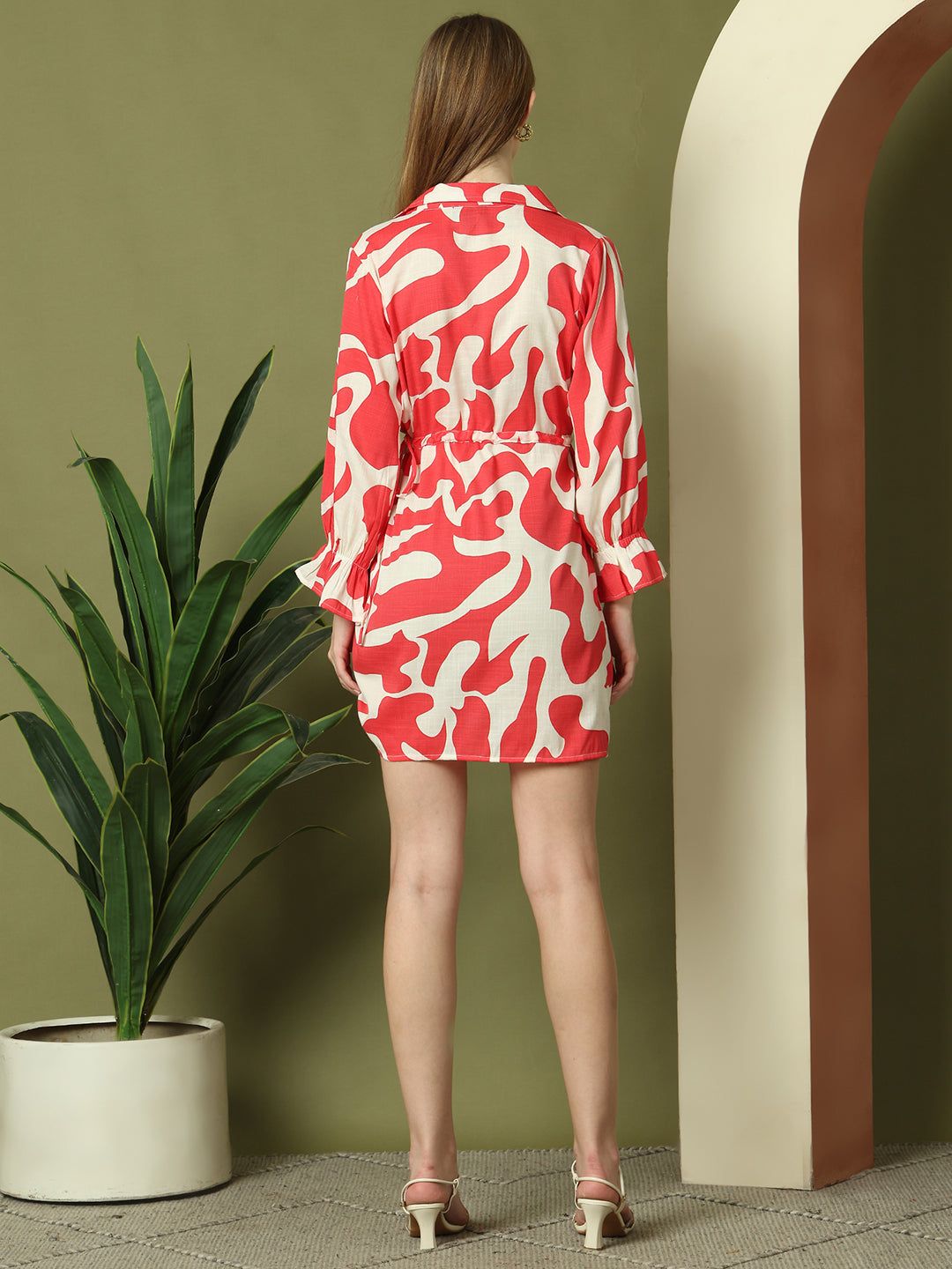Red Swirls Drawstring Dress