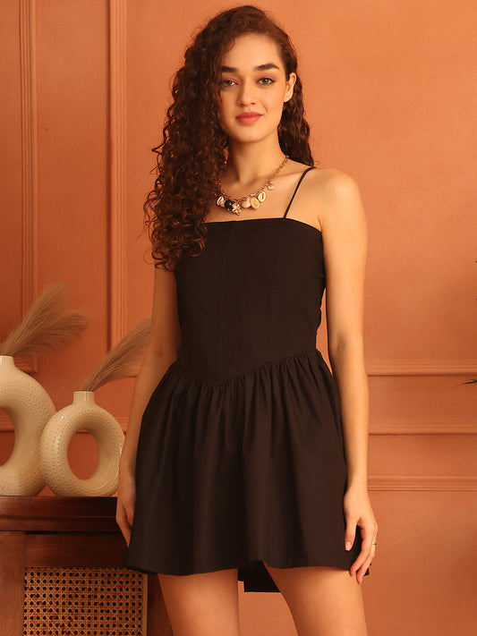 Black Cotton Corset Dress
