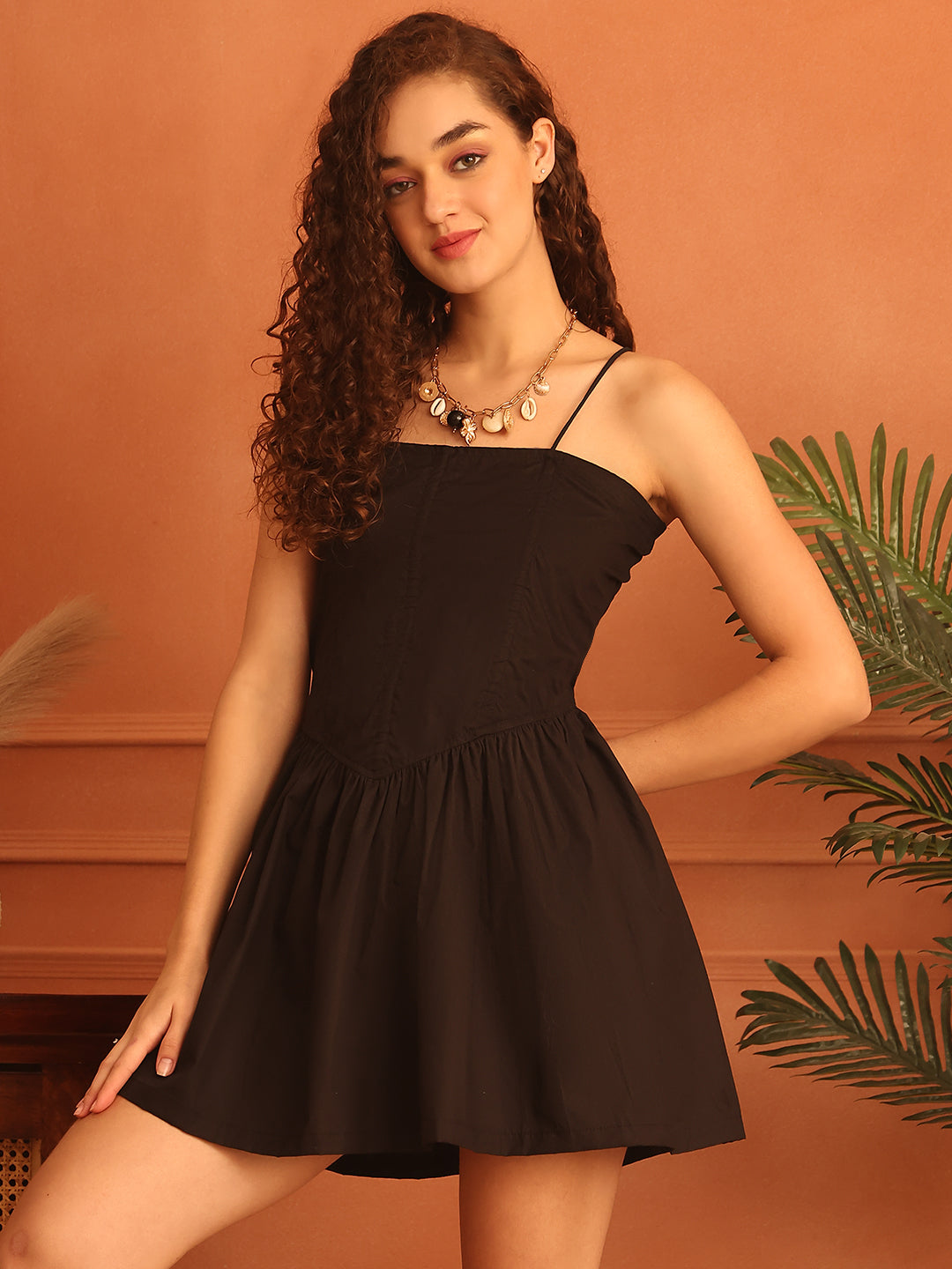 Black Cotton Corset Dress