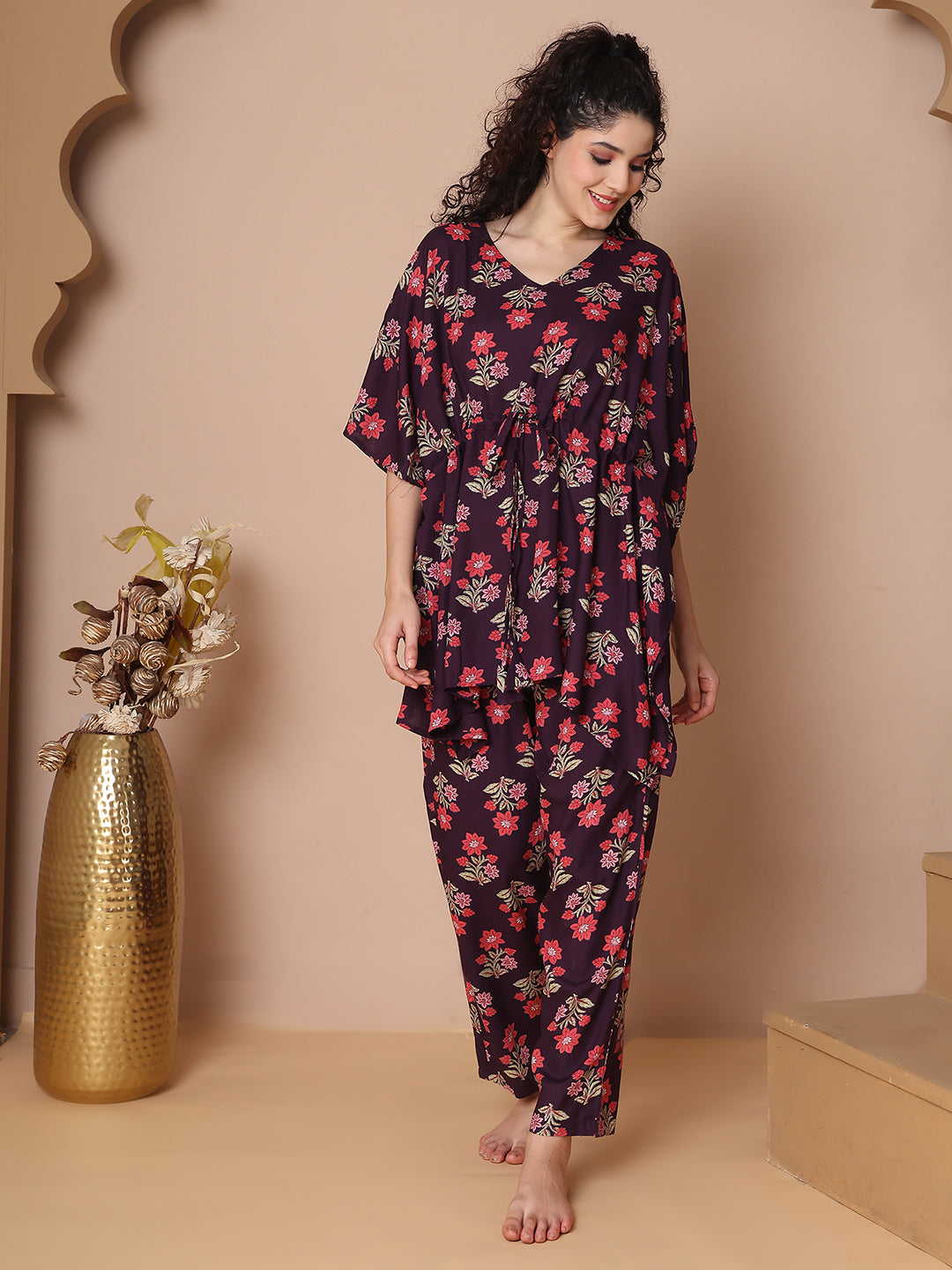 Purple Boota Rayon Kaftan