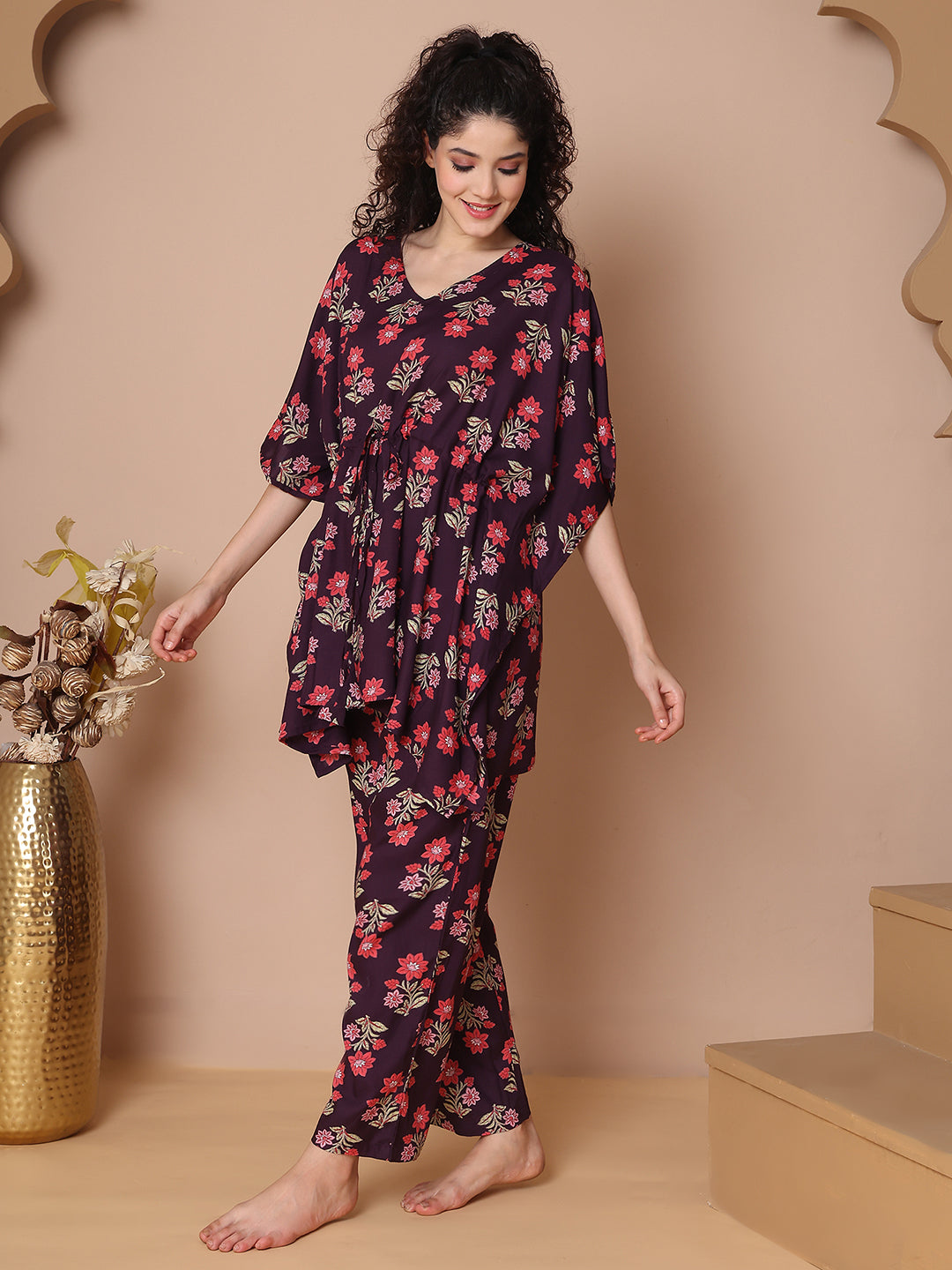 Purple Boota Rayon Kaftan