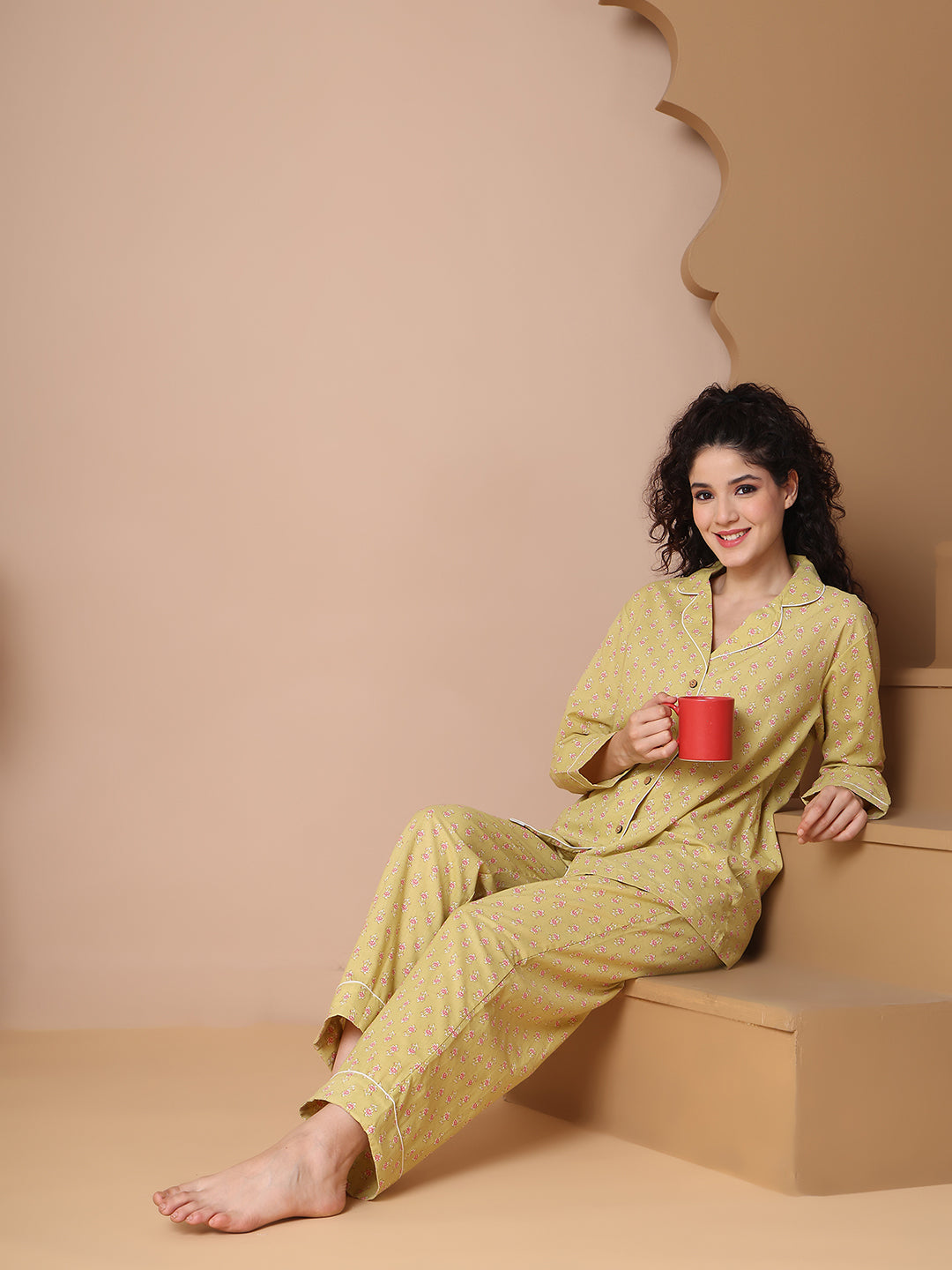 Nimbu Collar Night Suit