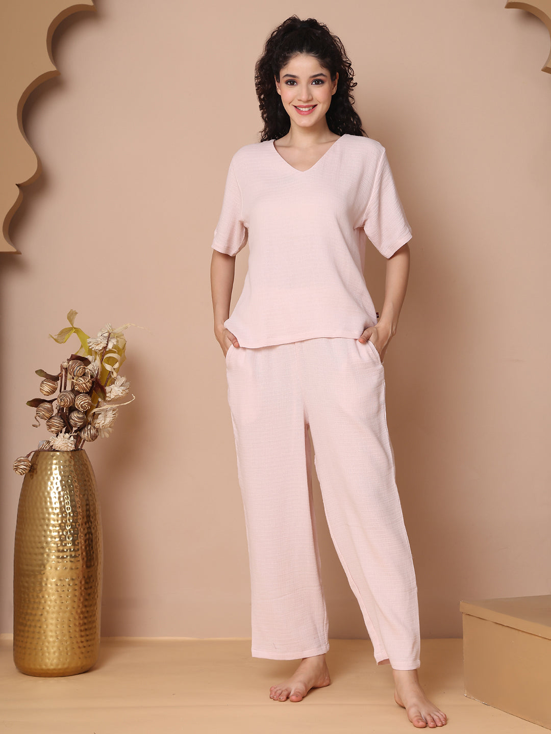 Blush Cloud Double Cloth Cotton Co-ord Set