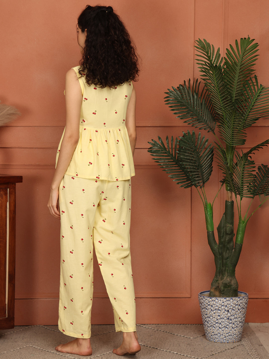 Lemon Cherry Peplum Co-ord Set