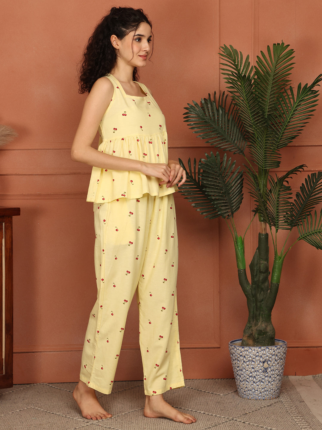Lemon Cherry Peplum Co-ord Set