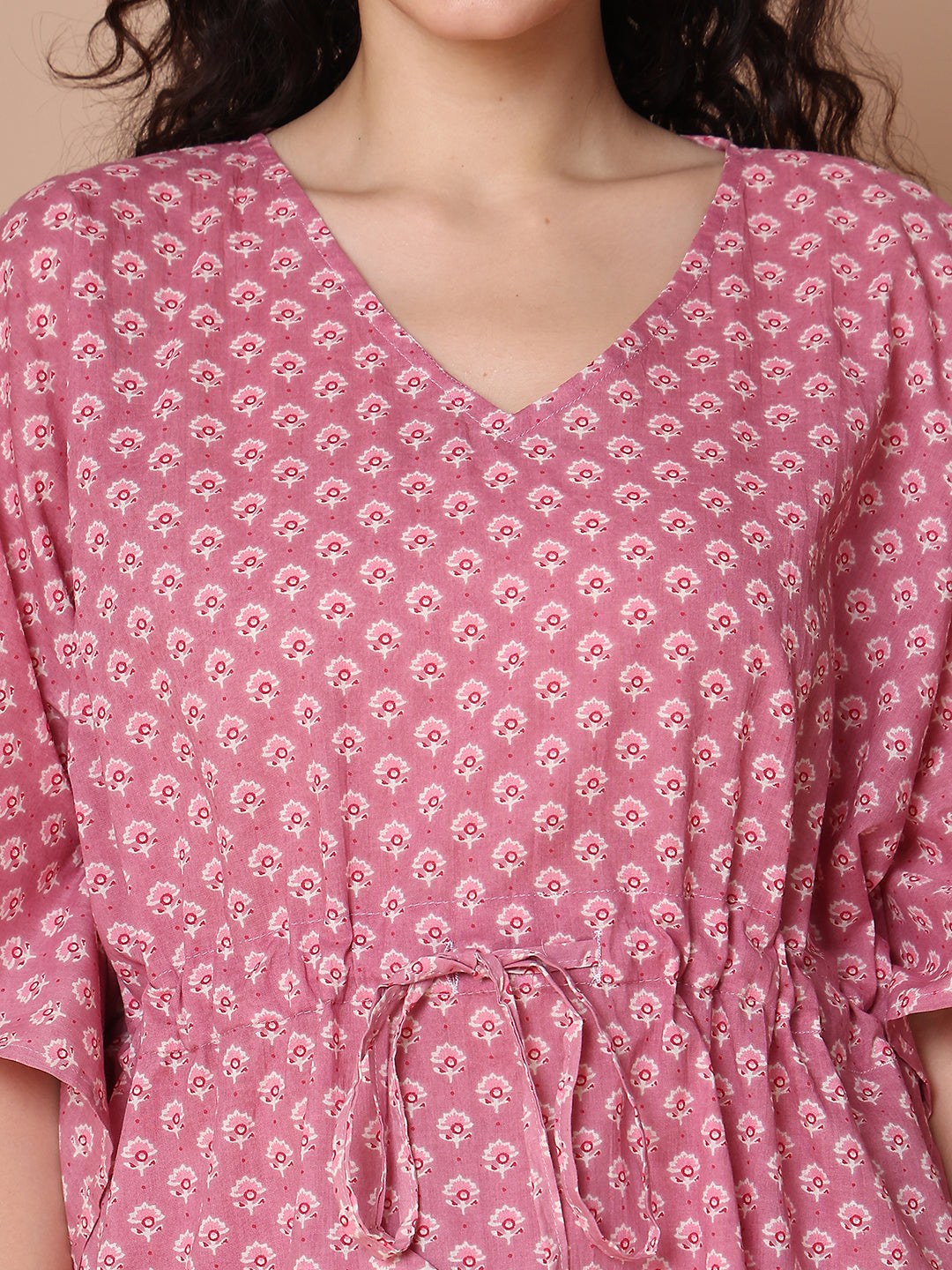 Blush Pink Booti Cotton Kaftan