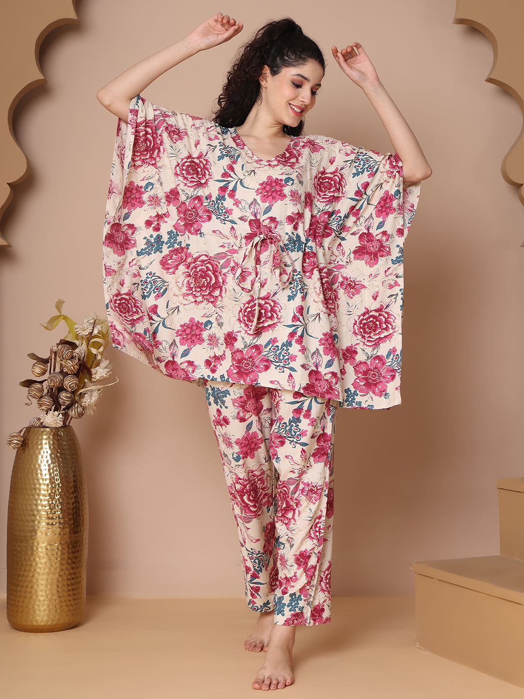 White Garden Rayon Kaftan