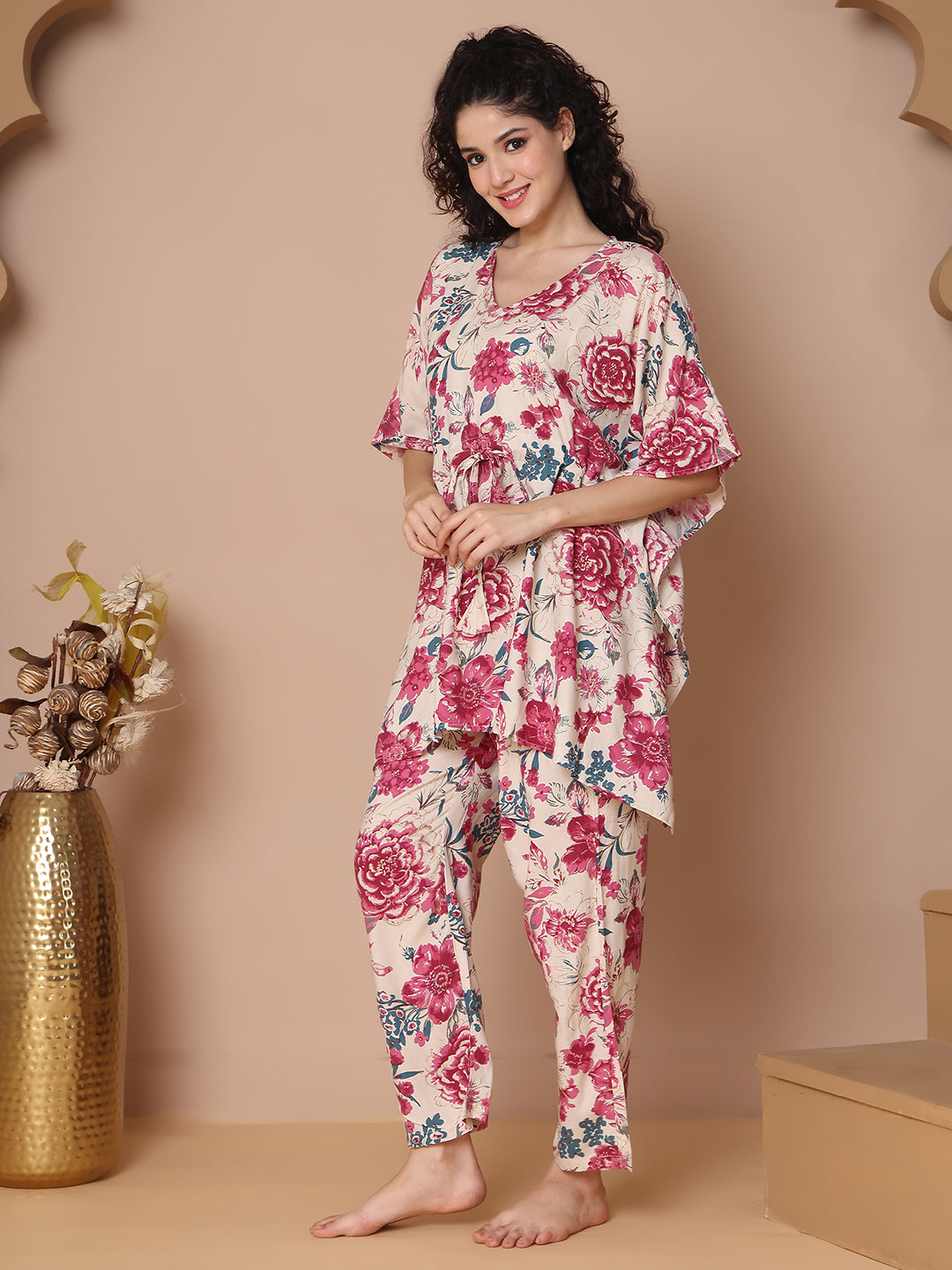 White Garden Rayon Kaftan
