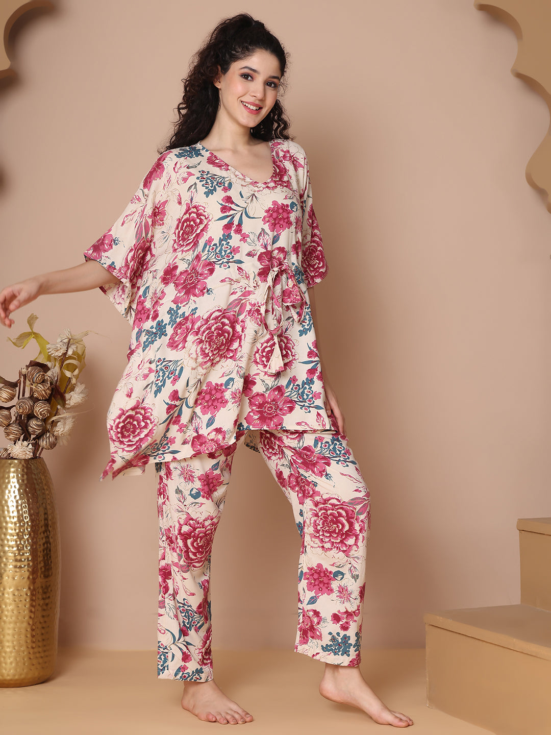White Garden Rayon Kaftan