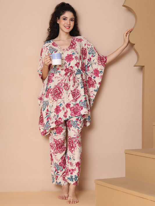 White Garden Rayon Kaftan