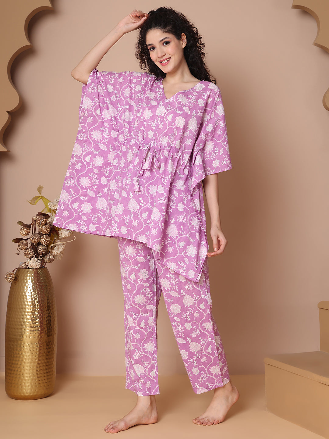 Lilac Jaal Cotton Kaftan