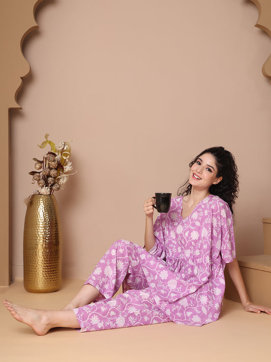 Lilac Jaal Cotton Kaftan