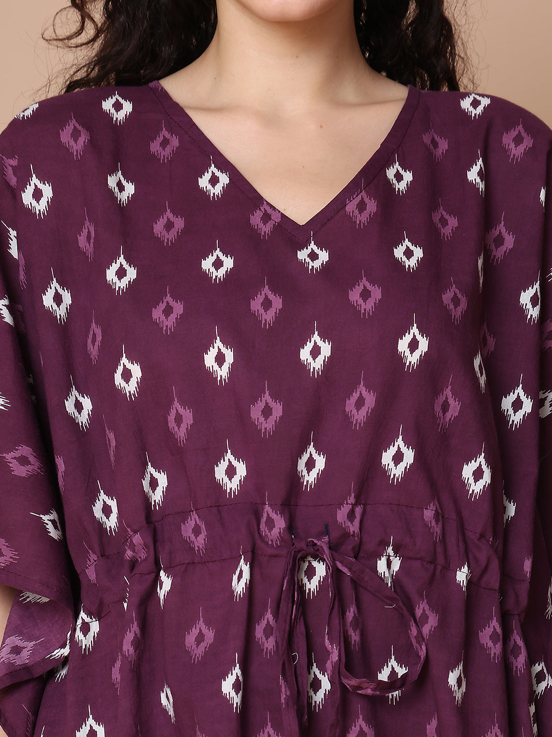 Purple Ikkat Cotton Kaftan