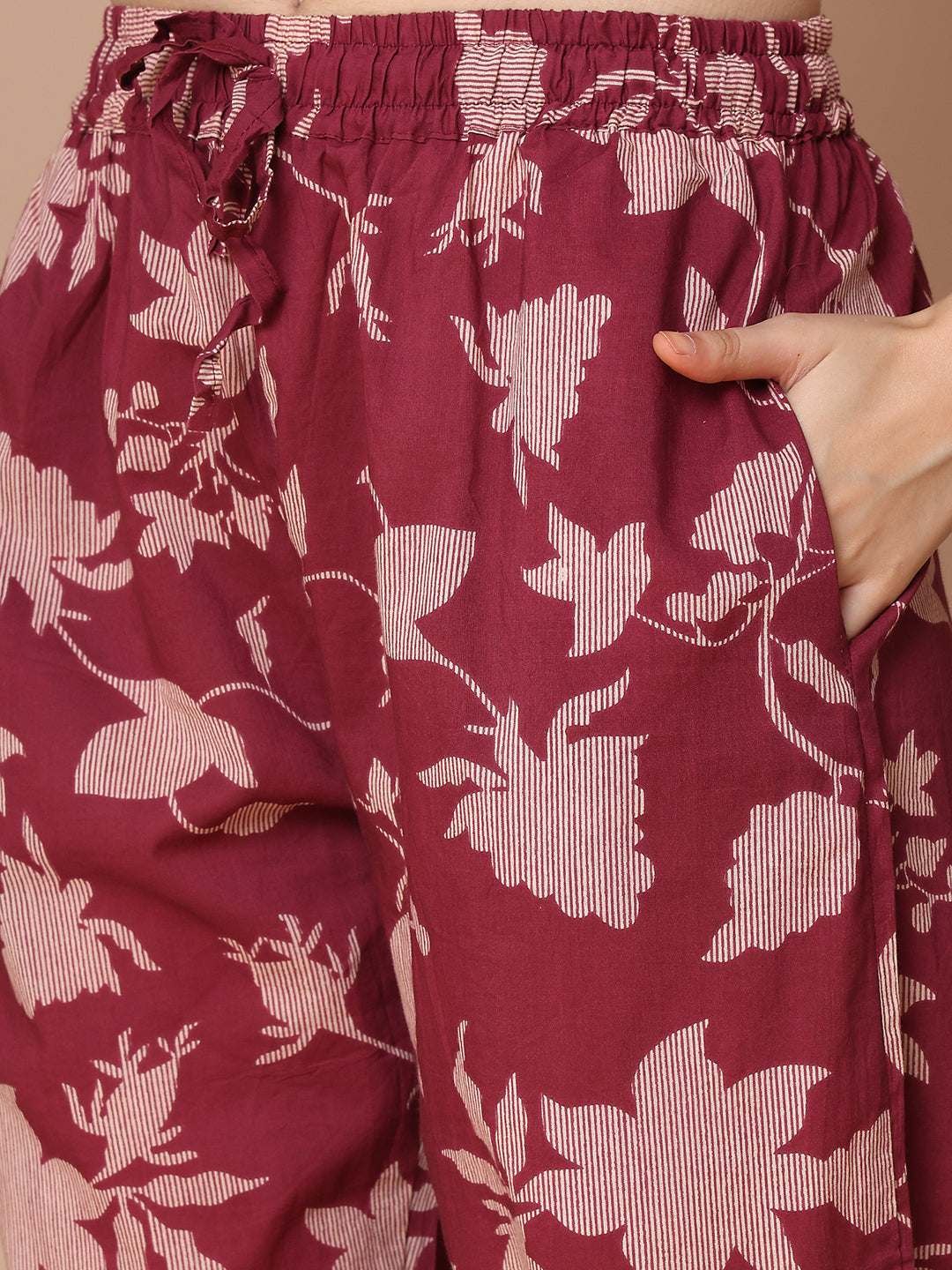 Burgundy Jaal Cotton Kaftan