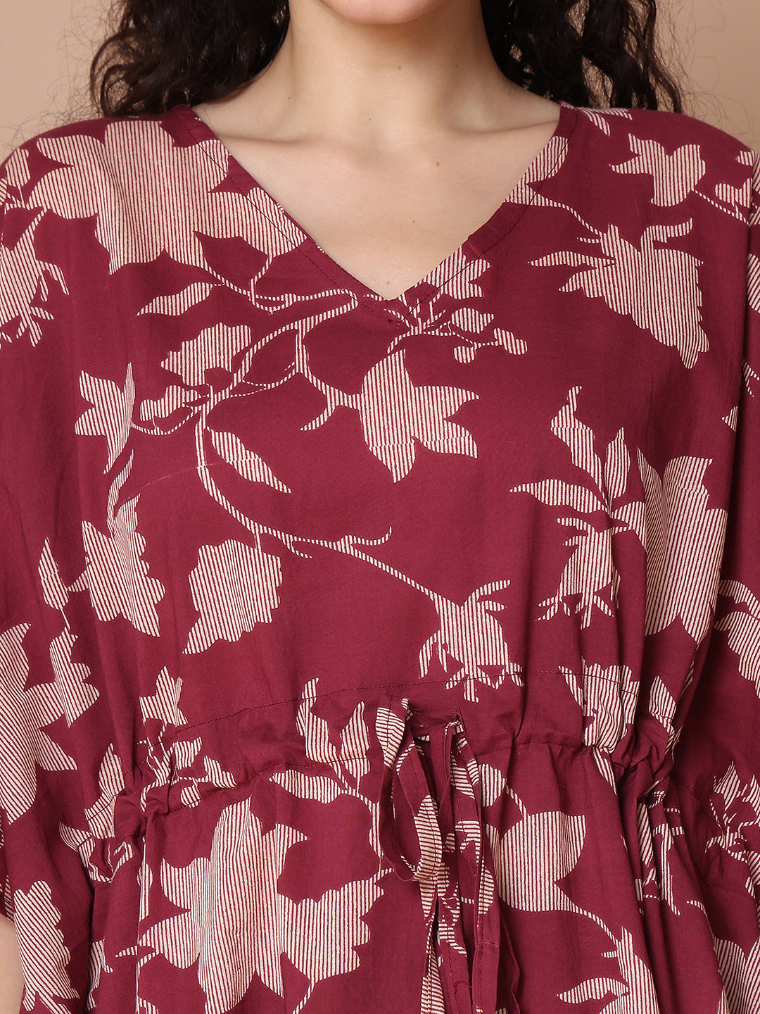 Burgundy Jaal Cotton Kaftan