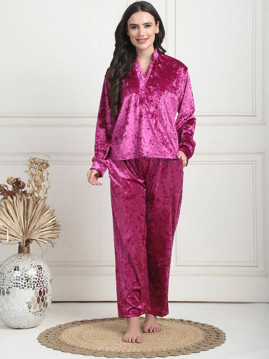 Metallic Pink Ice Velvet Lounge Set