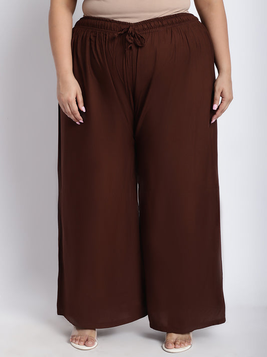 Brown Rayon Plus Palazzo