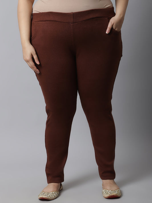 Brown Woolen Plus Pocket Pant
