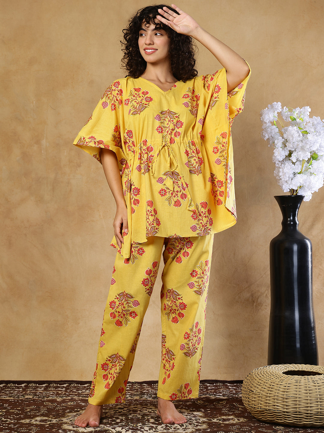 Genda Phool Cotton Kaftan Set