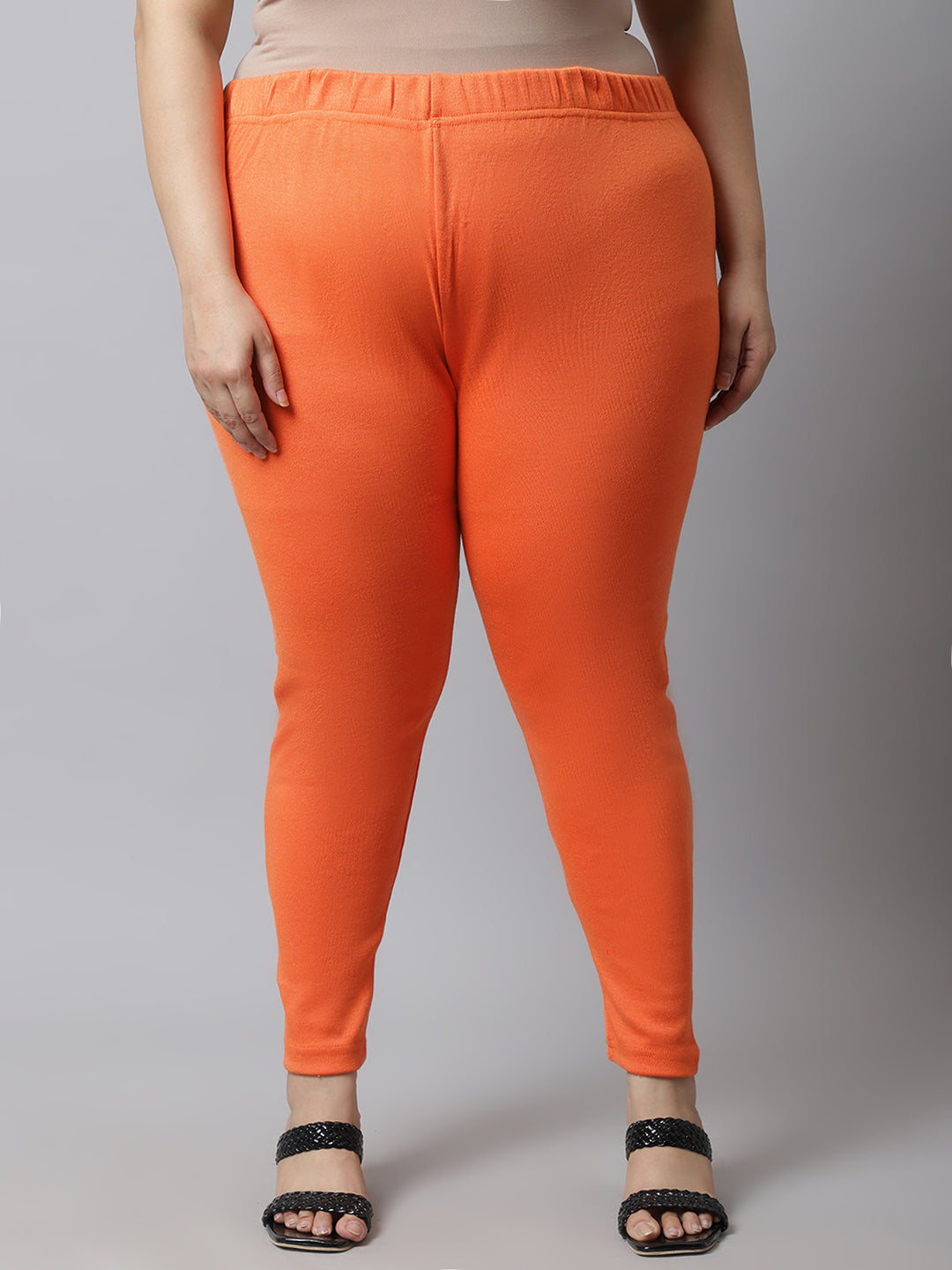 Orange Woolen Ankle-Length Plus Legging