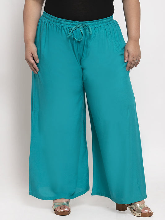Turquoise Blue Rayon Plus Palazzo