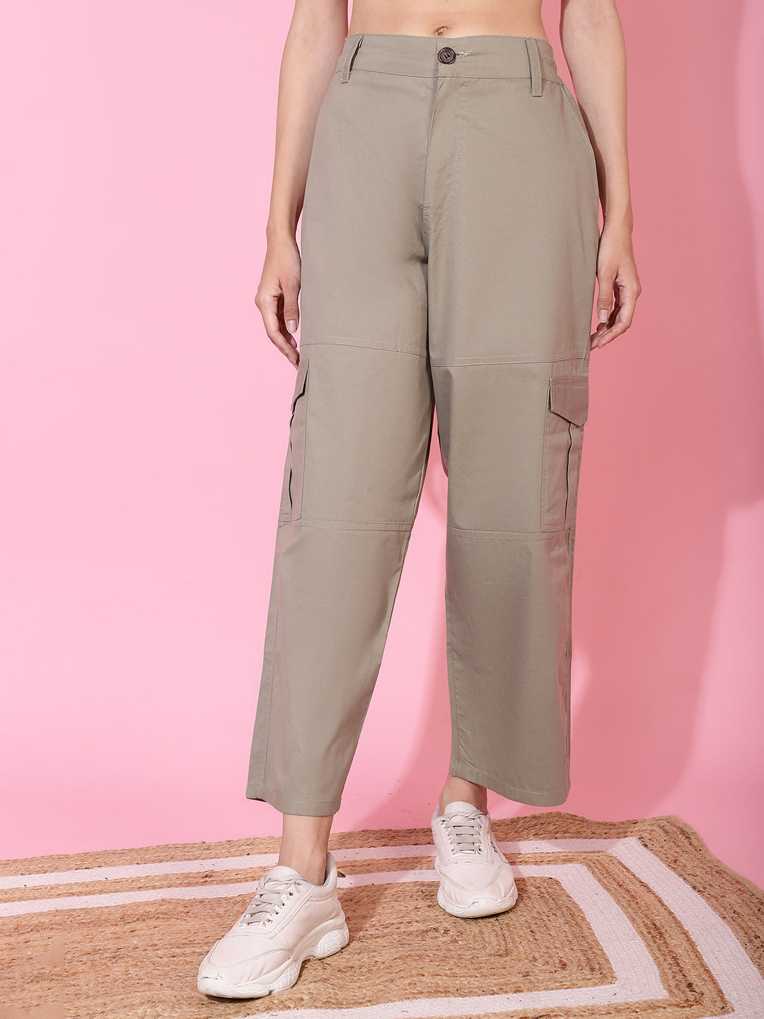 Sage Green High-Rise Utility Cargos