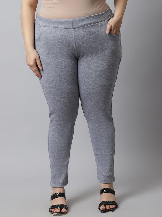 Light Grey Woolen Plus Pocket Pant