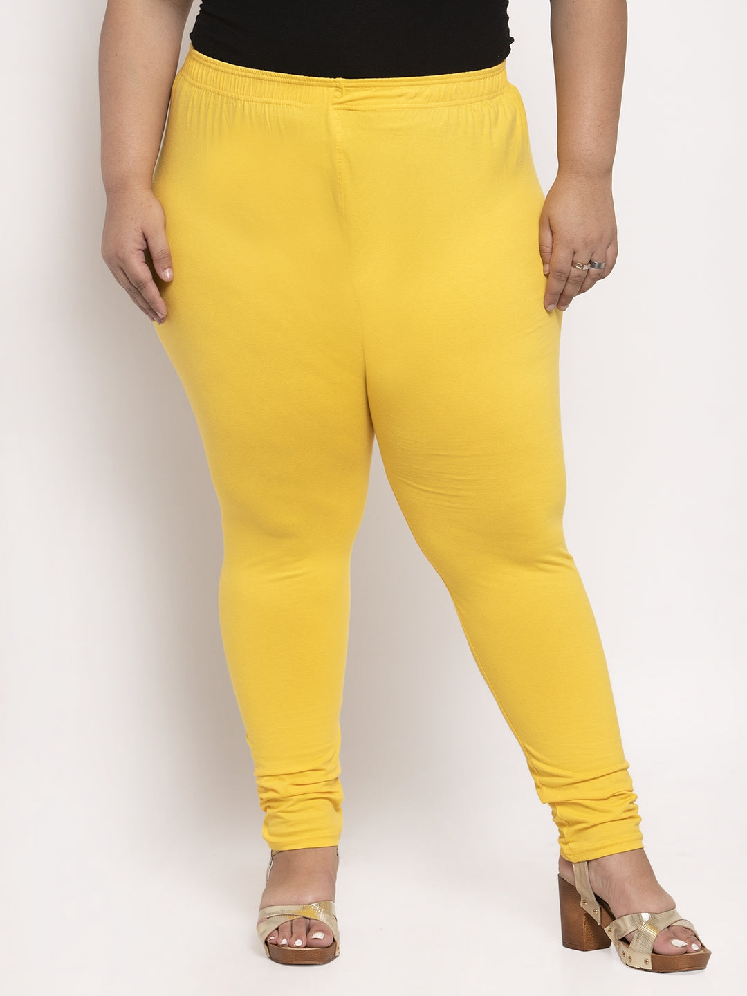 Yellow Ankle Length Plus Legging