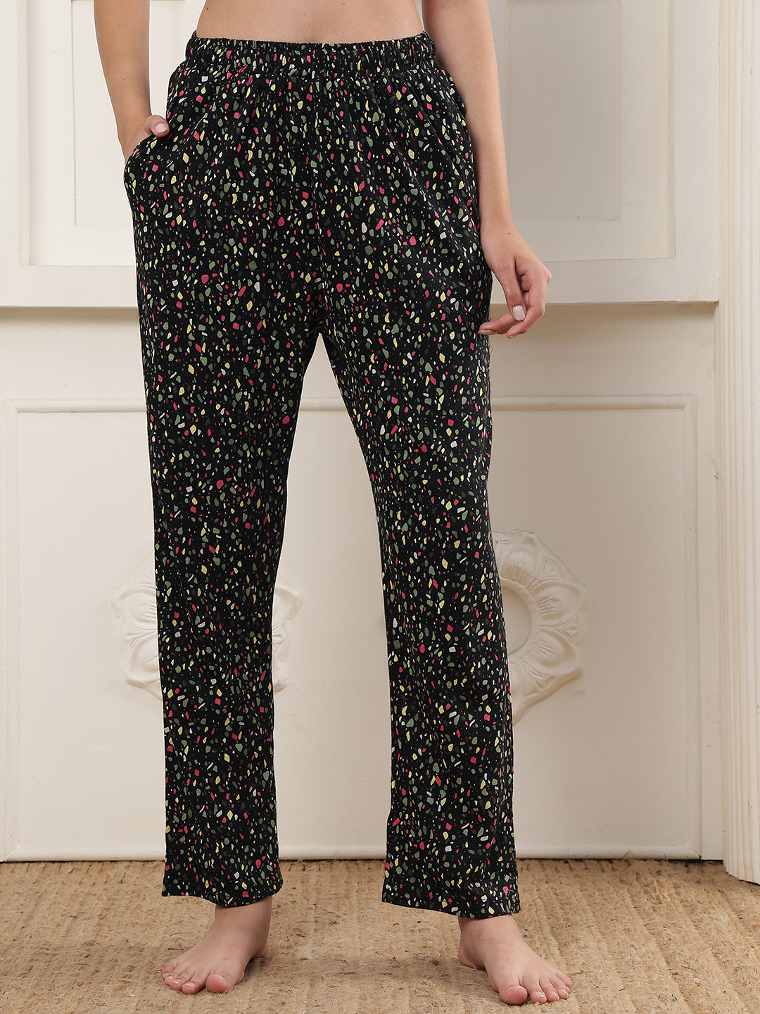 Multi Color Splash Printed Cotton Lounge Pant