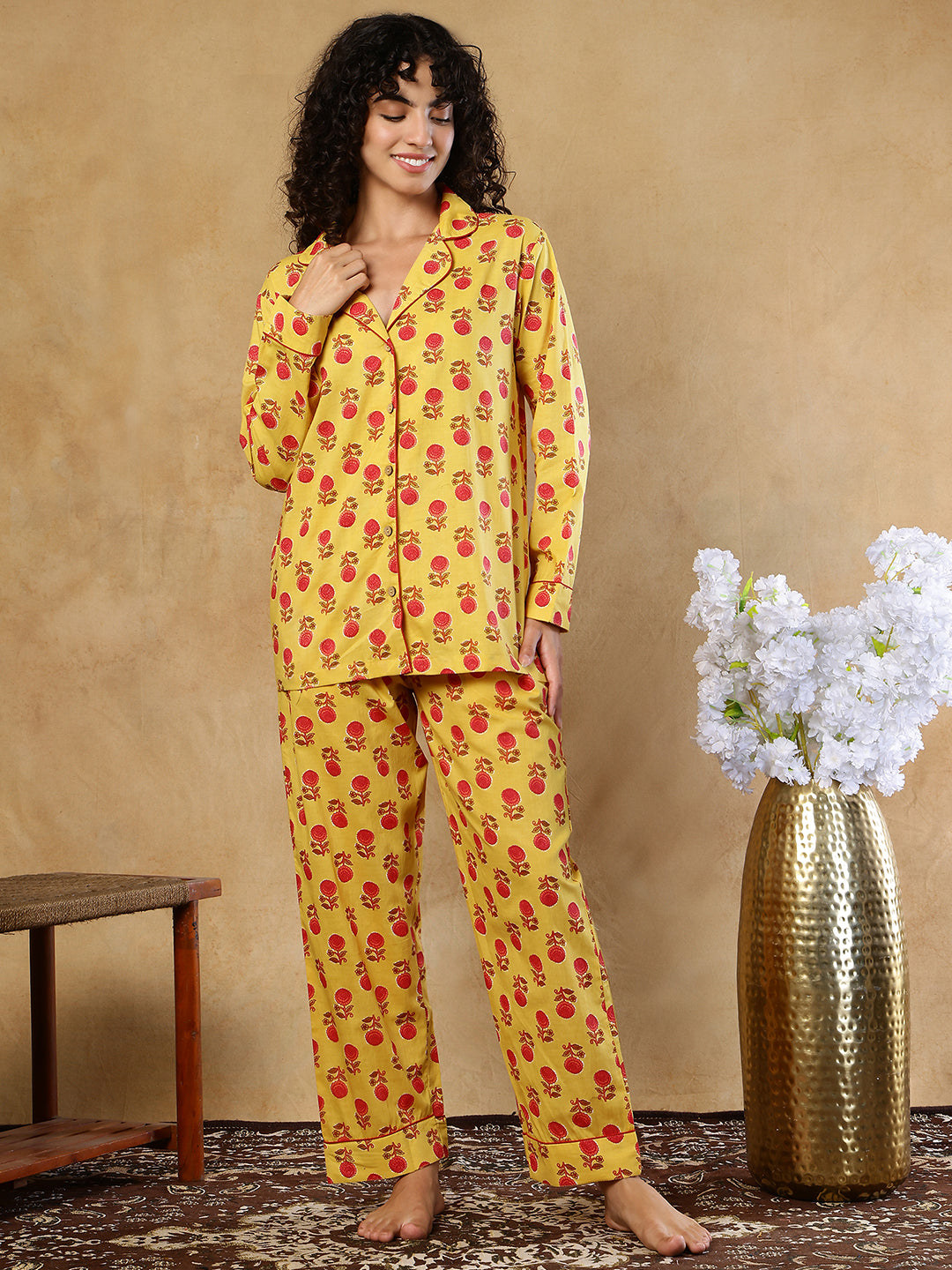 Jahana Booti Collar Night Suit