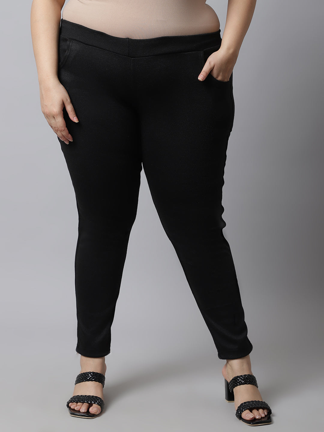 Black Woolen Plus Pocket Pant