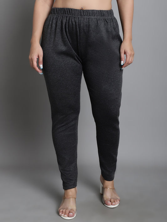Dark Grey Woolen Ankle-Length Plus Legging