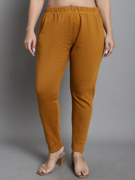 Mustard Woolen Ankle-Length Plus Legging