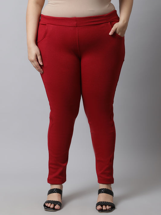 Maroon Woolen Plus Pocket Pant