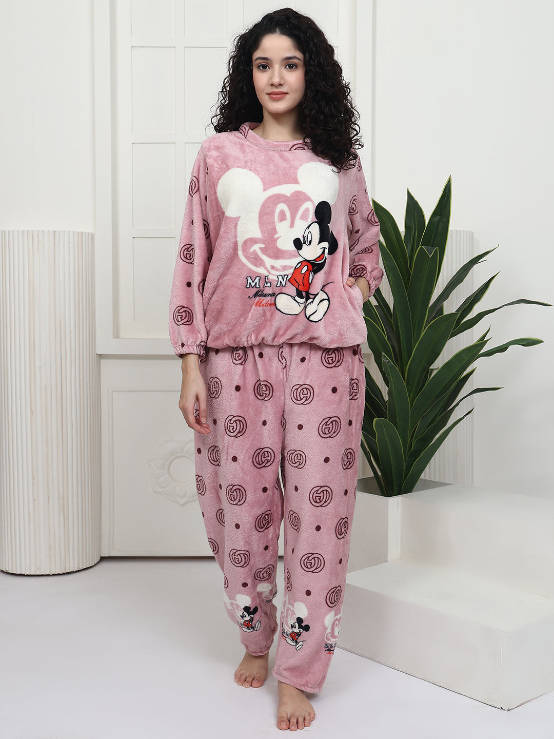 Pink Mickey Fur Winter Set