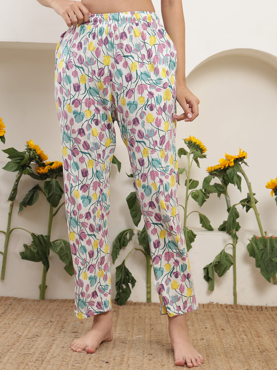 Pastel Tulip  Printed Cotton Lounge Pant