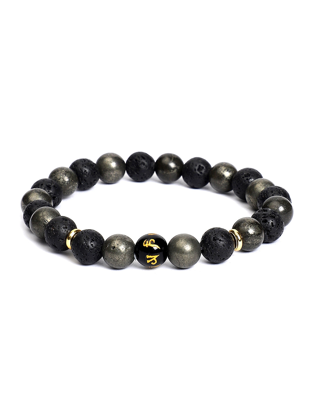 Lava Pyrite Om Mani Bracelet