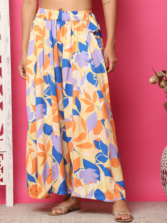 Multi Color Rayon Flared Palazzo
