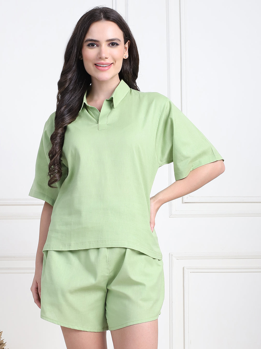 Light Green Top and Shorts Set