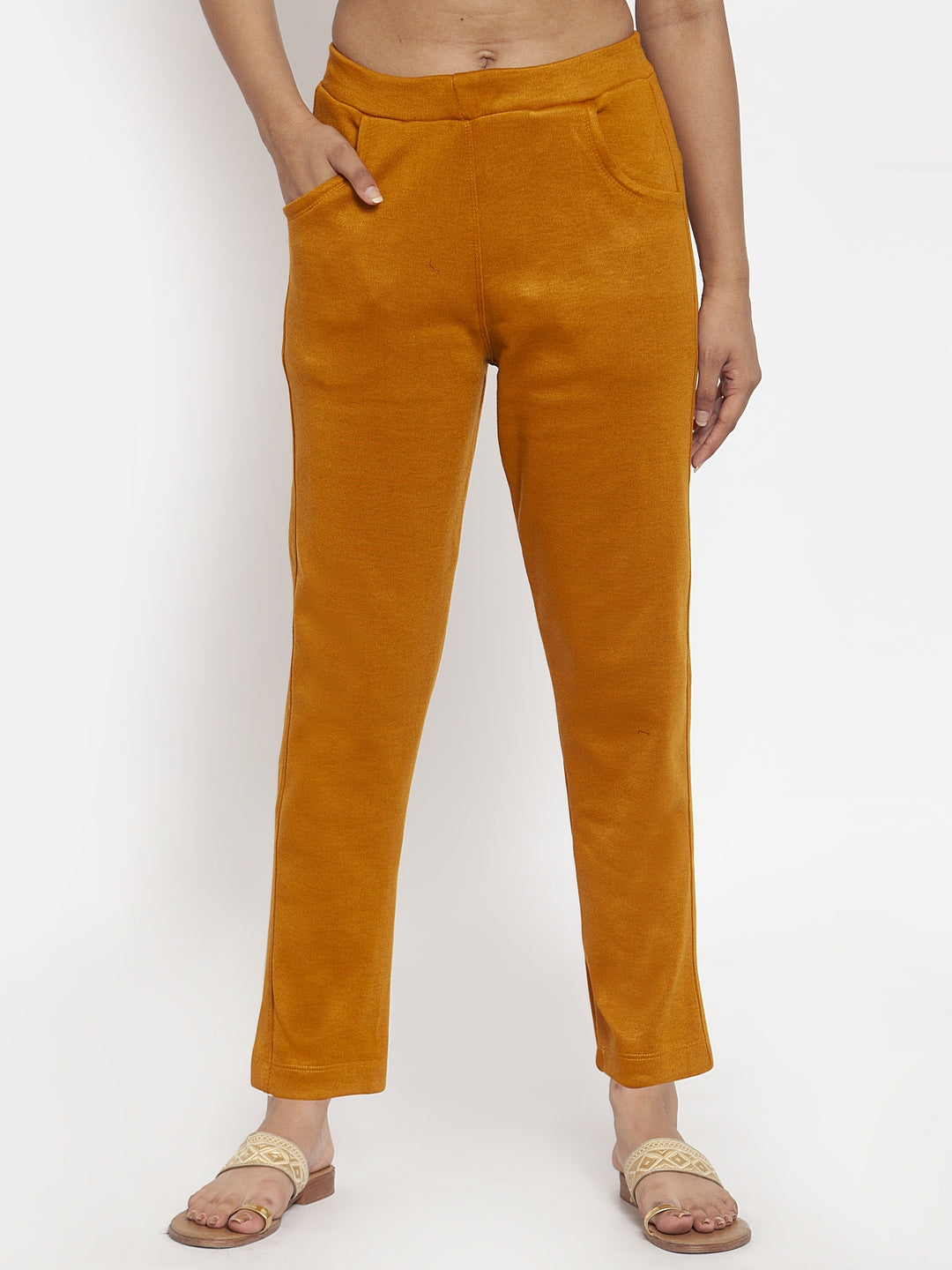 Mustard Woolen Pocket Pant
